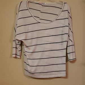 Cream and navy striped tunic top.